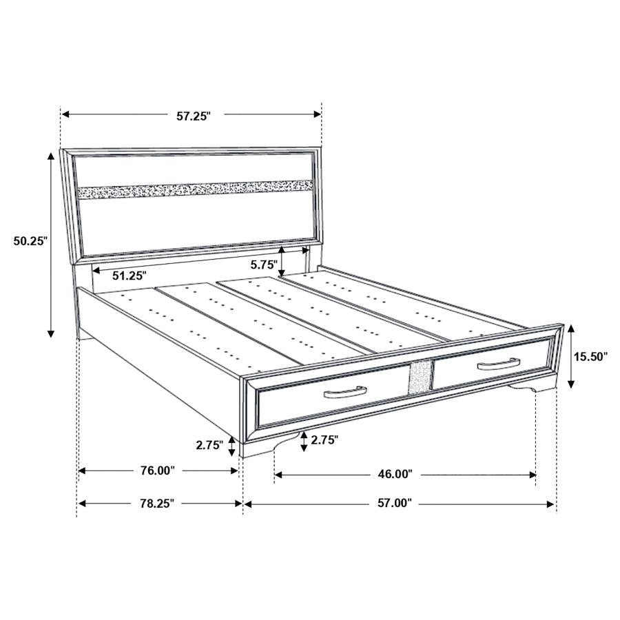 Miranda Black Full Storage Bed - furniture place usa