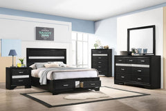 Miranda Black Full Storage Bed - furniture place usa