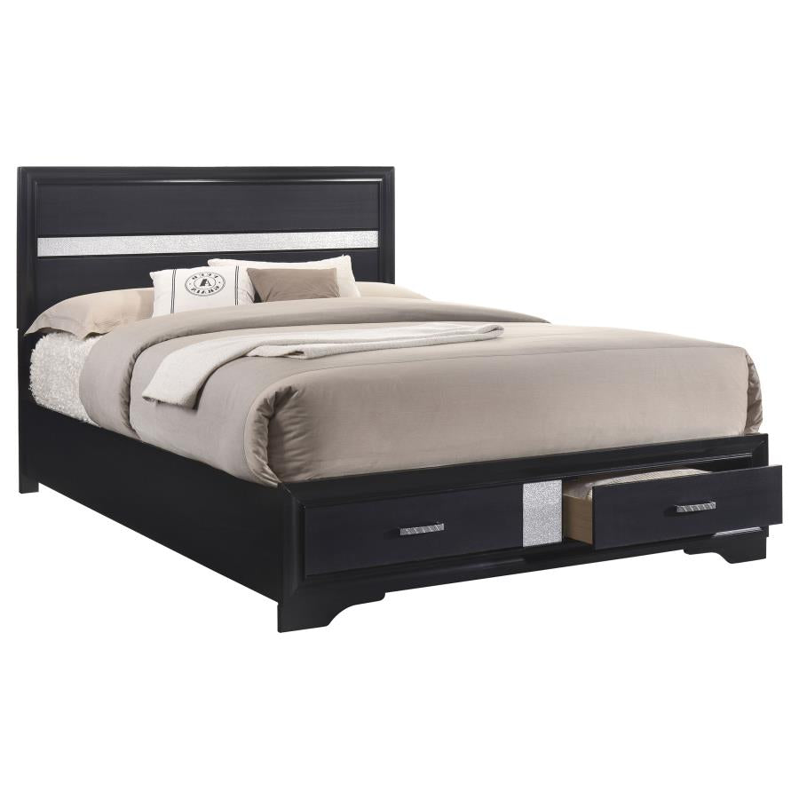 Miranda Black Eastern King Bed 4 Pc Set - furniture place usa