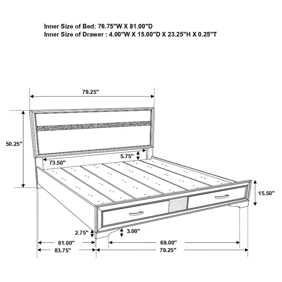Miranda Black Eastern King Bed 4 Pc Set - furniture place usa