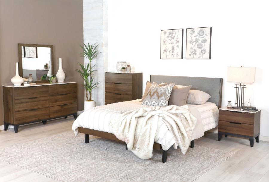 Mays Brown Queen Bed 5 Pc Set - furniture place usa