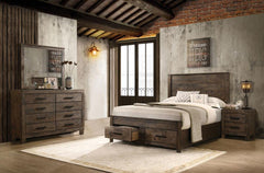 Woodmont Brown Queen Bed 4 Pc Set - furniture place usa