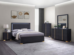 Marceline Black Eastern King Bed 5 Pc Set - furniture place usa