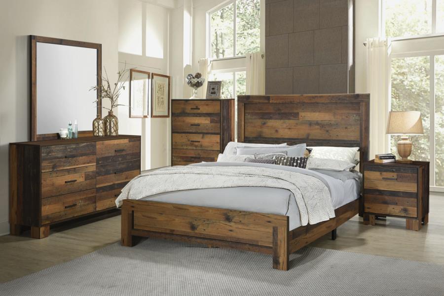 Sidney Brown Queen Bed 4 Pc Set - furniture place usa