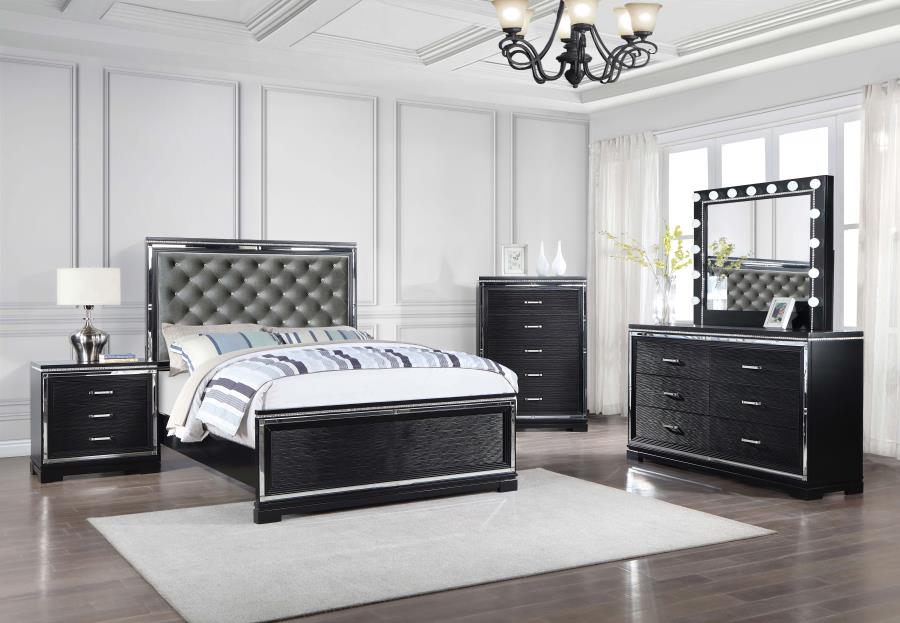 Cappola Black Eastern King Bed 5 Pc Set - furniture place usa