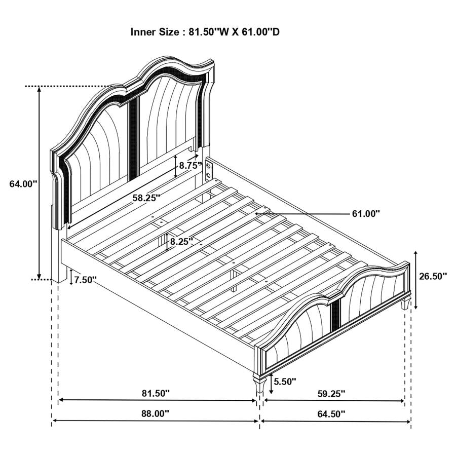 Evangeline Silver Queen Bed 4 Pc Set - furniture place usa