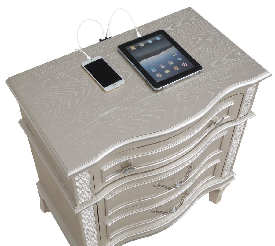 Evangeline Silver Nightstand - furniture place usa