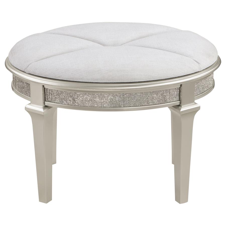 Evangeline Ivory Vanity Stool - furniture place usa