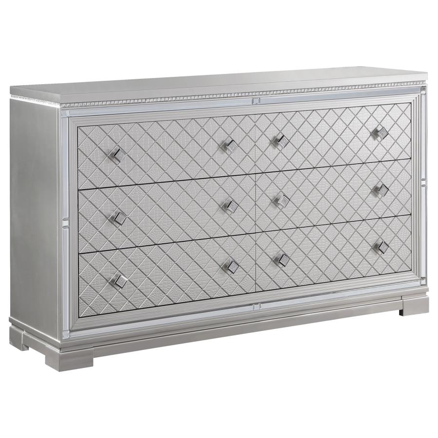 Eleanor Silver Eastern King Bed 4 Pc Set - furniture place usa