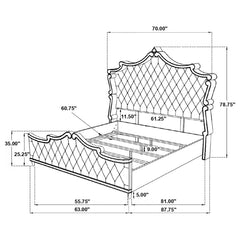 Antonella Beige Queen Bed 5 Pc Set - furniture place usa
