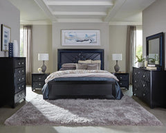 Penelope Black Queen Bed 4 Pc Set - furniture place usa