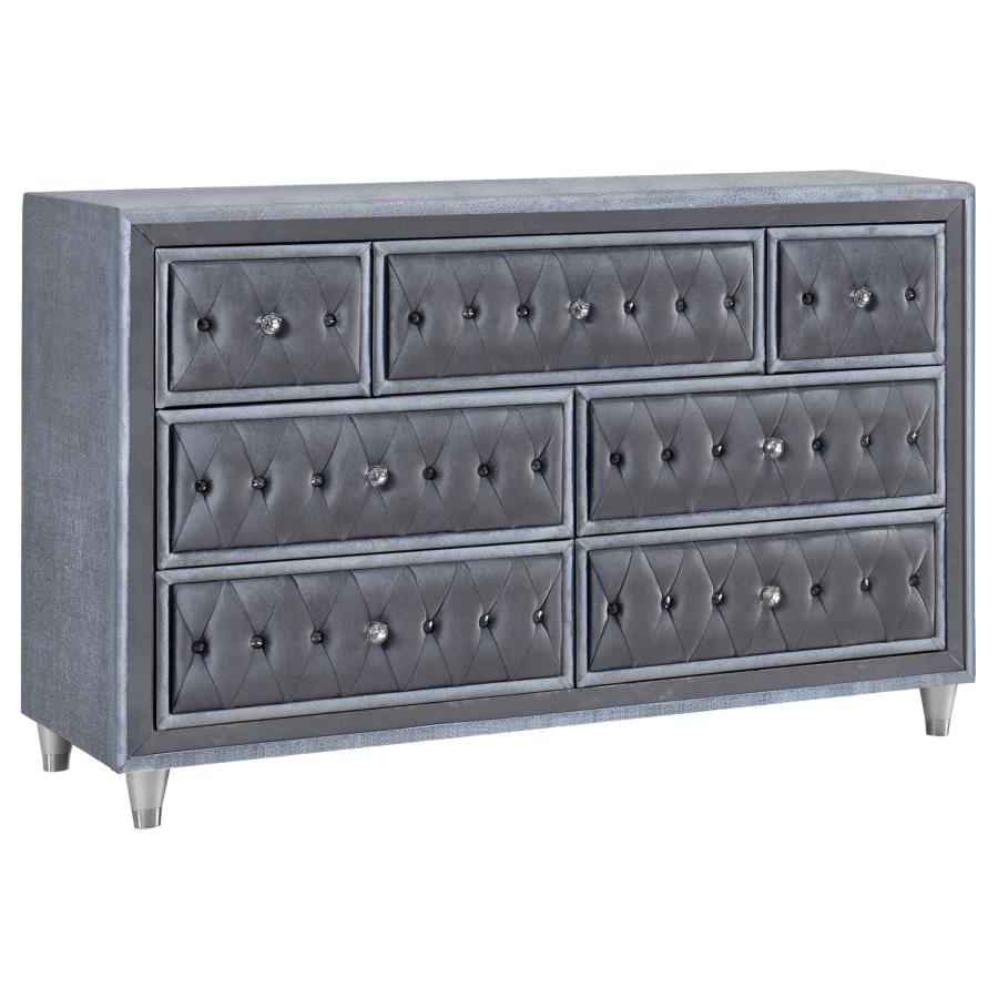 Antonella Grey Queen Bed 5 Pc Set - furniture place usa