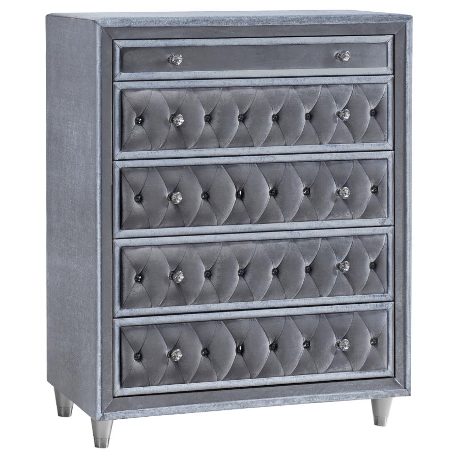 Antonella Grey Queen Bed 5 Pc Set - furniture place usa