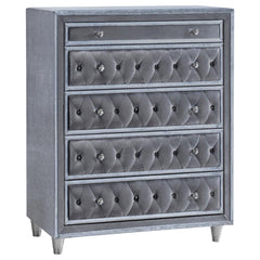 Antonella Grey Queen Bed 5 Pc Set - furniture place usa