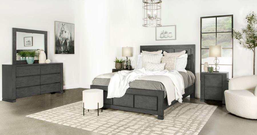 Lorenzo Grey Queen Bed 4 Pc Set - furniture place usa