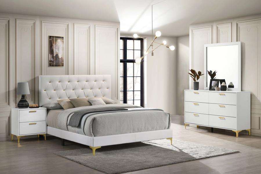 Kendall White California King Bed 4 Pc Set - furniture place usa