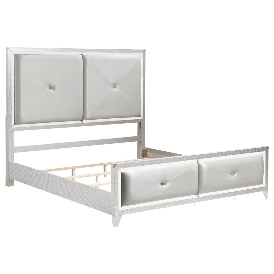 Larue Silver Eastern King Bed 5 Pc Set - furniture place usa