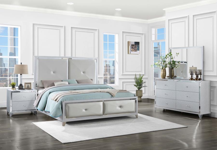 Larue Silver Queen Bed 4 Pc Set - furniture place usa