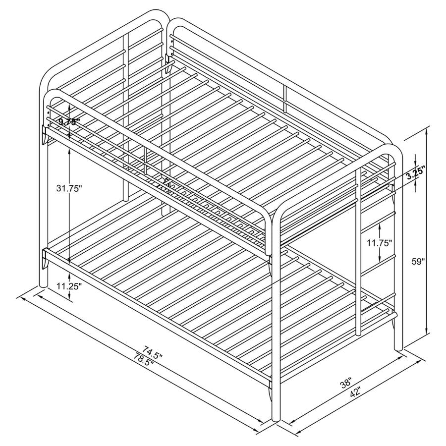 Morgan Silver Twin / Twin Bunk Bed - furniture place usa