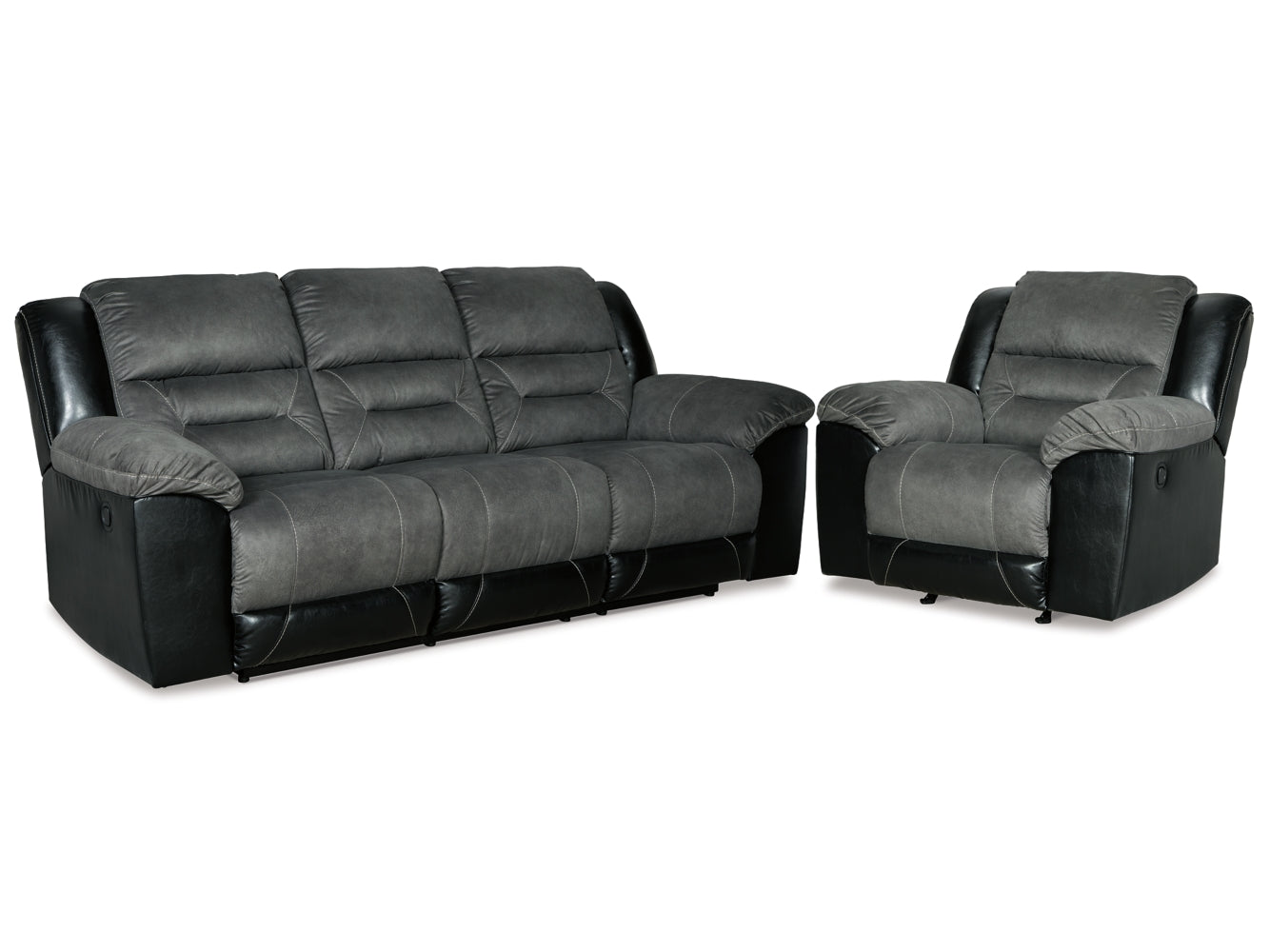 Earhart Sofa and Recliner - furniture place usa