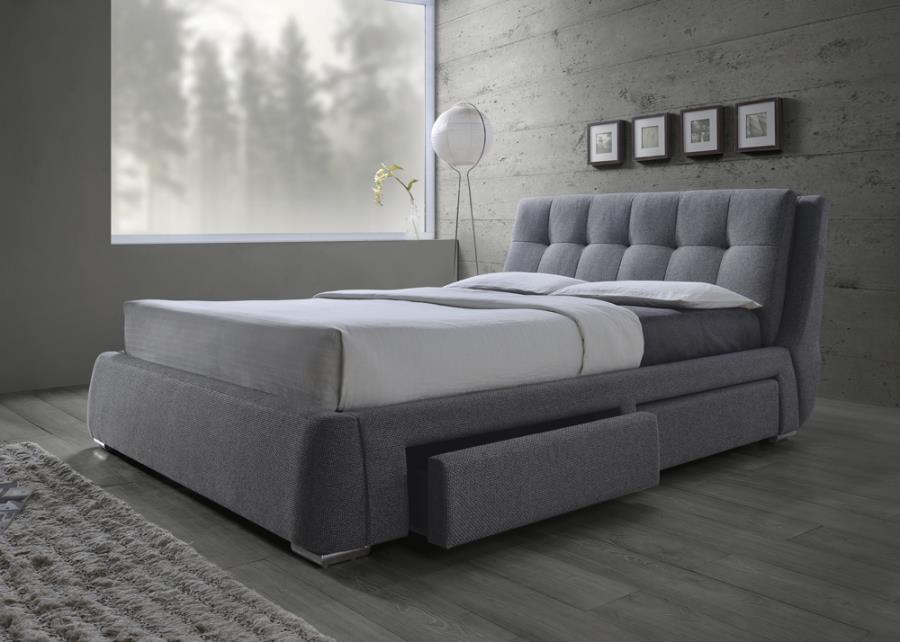Fenbrook Grey California King Storage Bed - furniture place usa