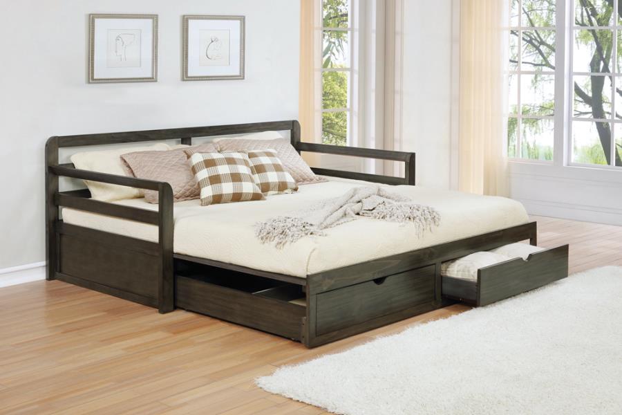 Sorrento Grey Twin Xl Daybed W/ Extension Trundle - furniture place usa