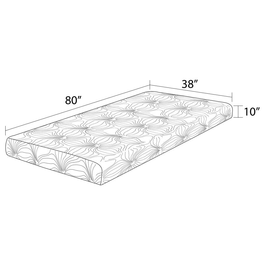Key White 10" Twin Extra Long Memory Foam Mattress - furniture place usa