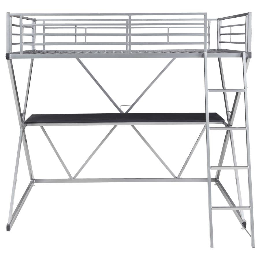 Hyde Silver Full Workstation Loft Bed - furniture place usa
