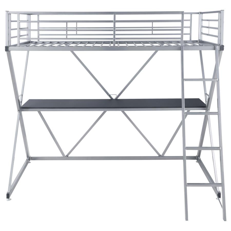 Hyde Silver Twin Workstation Loft Bed - furniture place usa