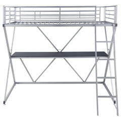 Hyde Silver Twin Workstation Loft Bed - furniture place usa