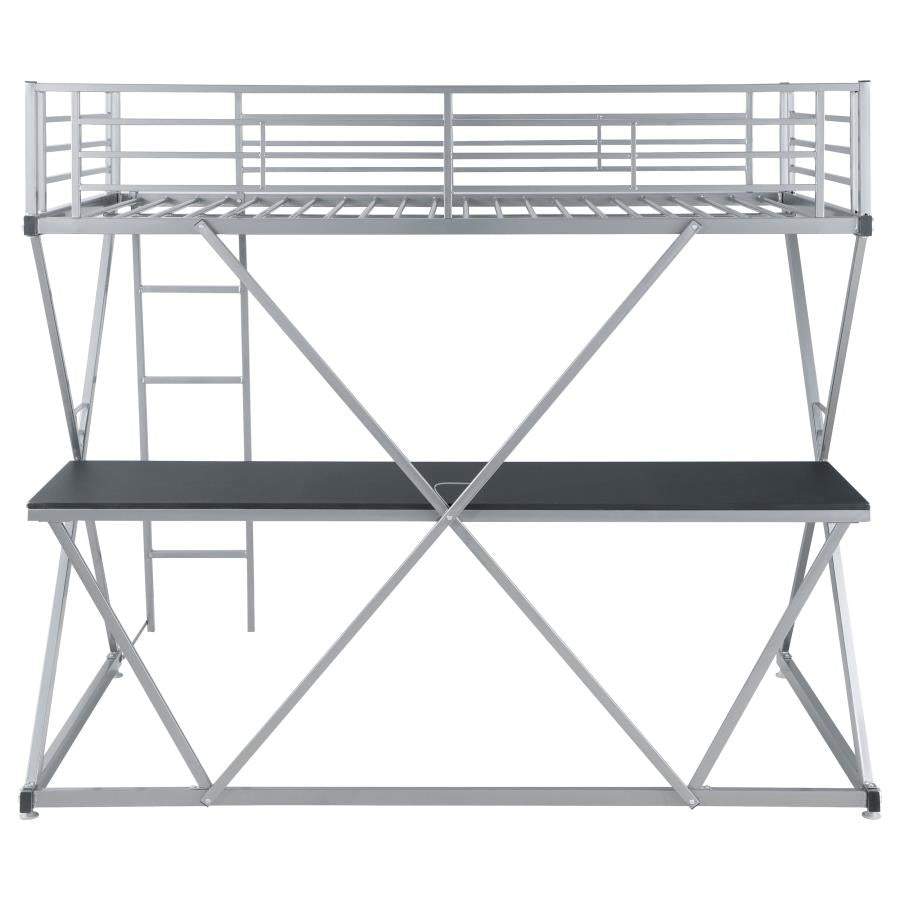 Hyde Silver Twin Workstation Loft Bed - furniture place usa