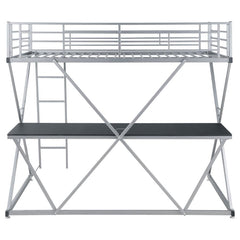 Hyde Silver Twin Workstation Loft Bed - furniture place usa