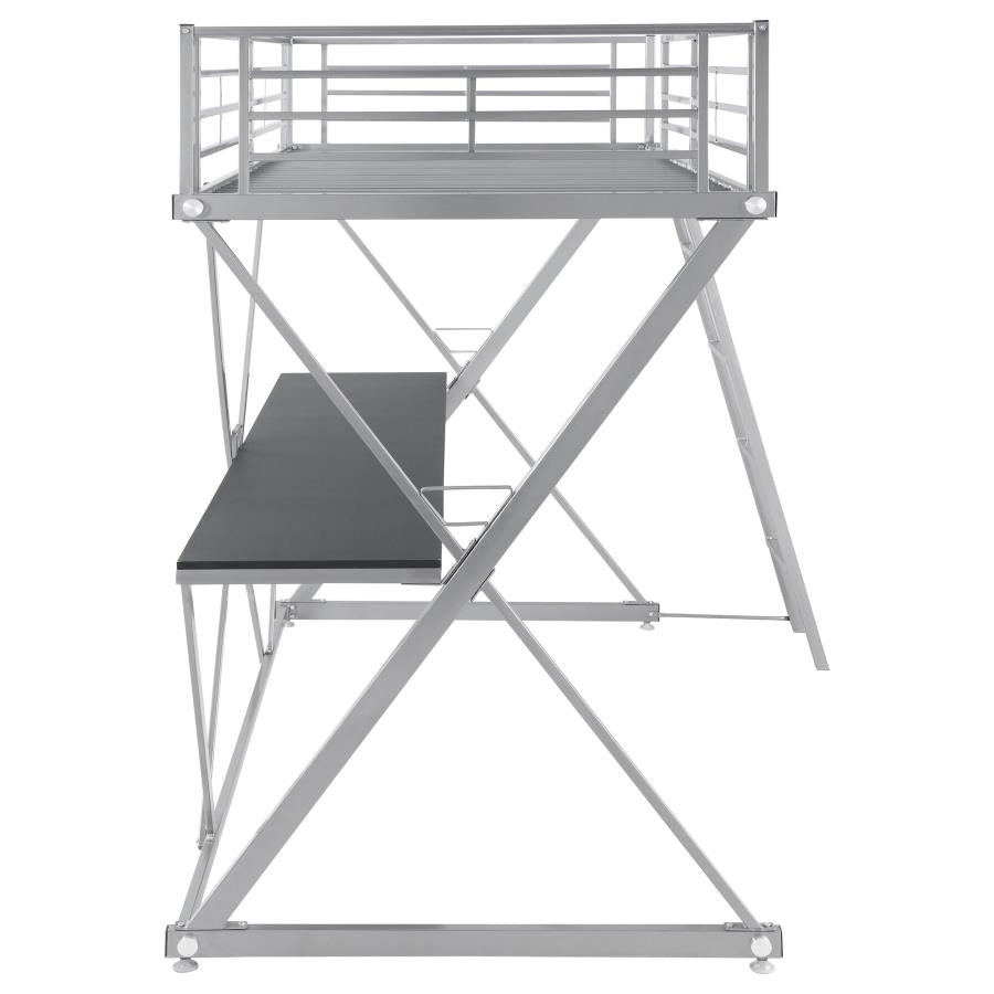 Hyde Silver Twin Workstation Loft Bed - furniture place usa