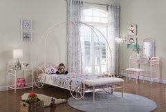 Massi Pink Twin Canopy Bed - furniture place usa