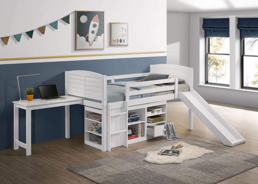 Millie White Twin Workstation Loft Bed - furniture place usa
