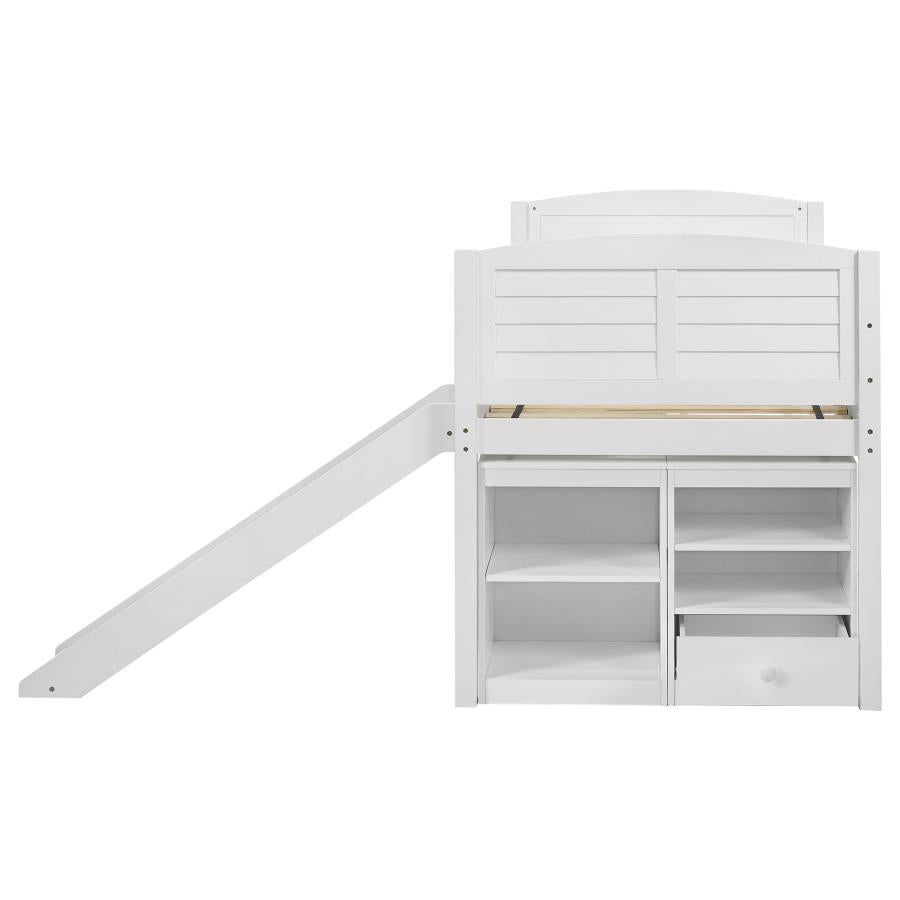 Millie White Twin Workstation Loft Bed - furniture place usa