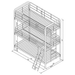Garner Grey Twin / Twin / Twin Triple Bunk Bed - furniture place usa