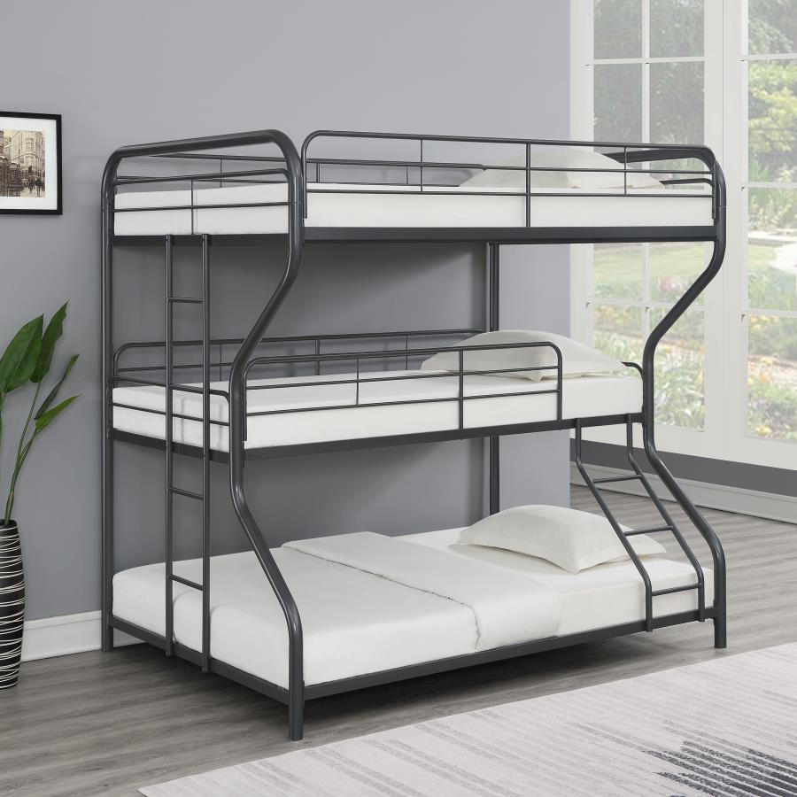 Garner Grey Full / Twin / Full Triple Bunk Bed - furniture place usa