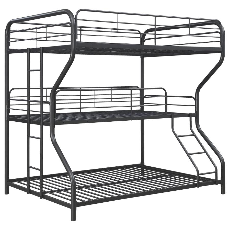 Garner Grey Full / Twin / Full Triple Bunk Bed - furniture place usa