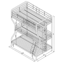 Garner Grey Full / Twin / Full Triple Bunk Bed - furniture place usa