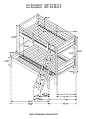 Ryder Grey Twin / Full Bunk Bed - furniture place usa