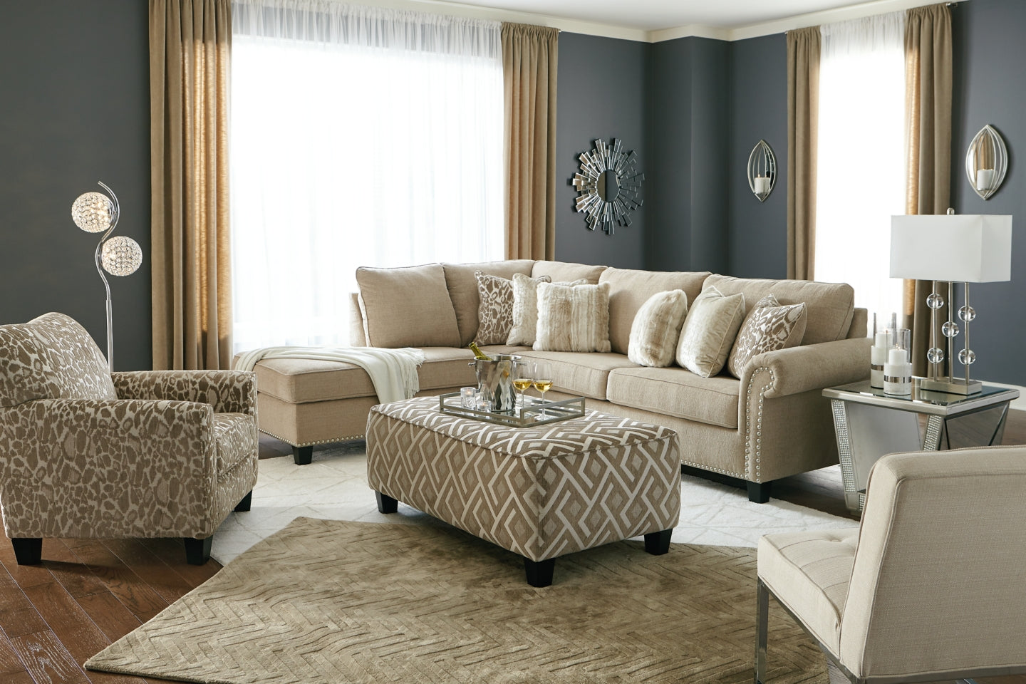 Dovemont Chair and Ottoman - furniture place usa