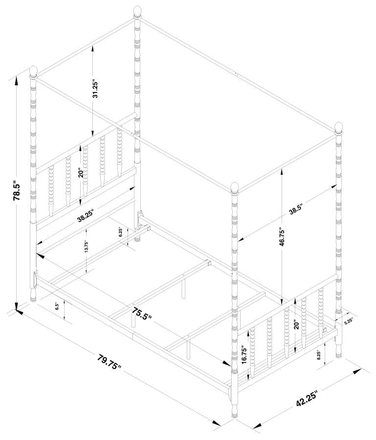 Betony White Twin Canopy Bed - furniture place usa