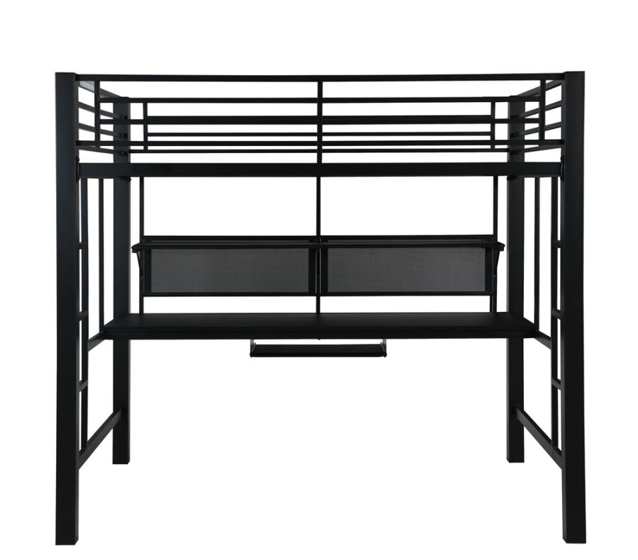 Avalon Black Full Workstation Loft Bed - furniture place usa