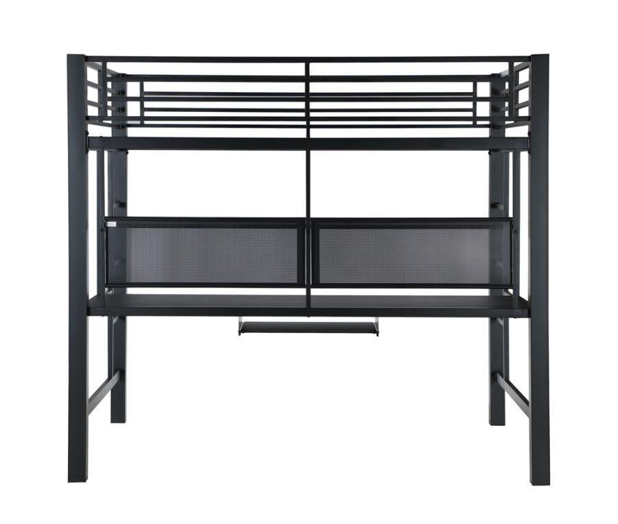 Avalon Black Full Workstation Loft Bed - furniture place usa