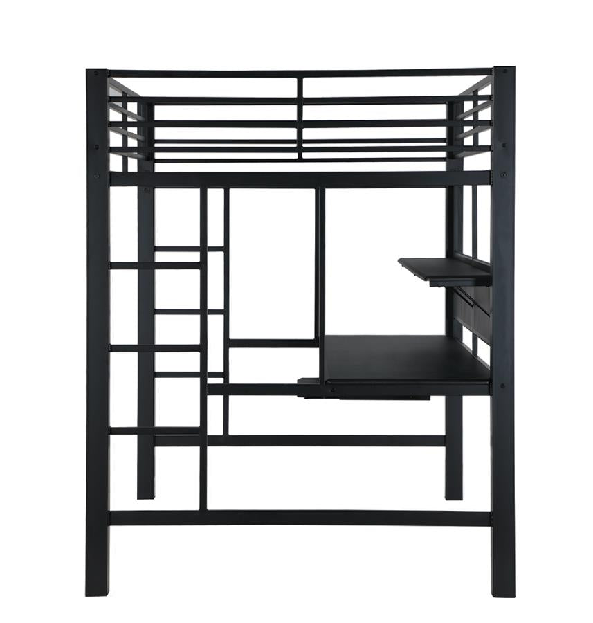 Avalon Black Full Workstation Loft Bed - furniture place usa