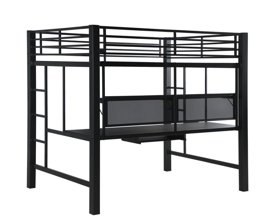 Avalon Black Full Workstation Loft Bed - furniture place usa