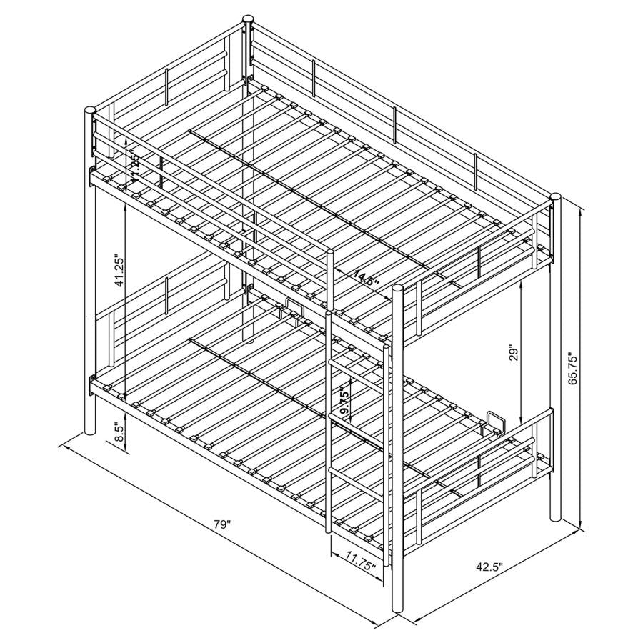 Hayward Black Twin / Twin Bunk Bed - furniture place usa