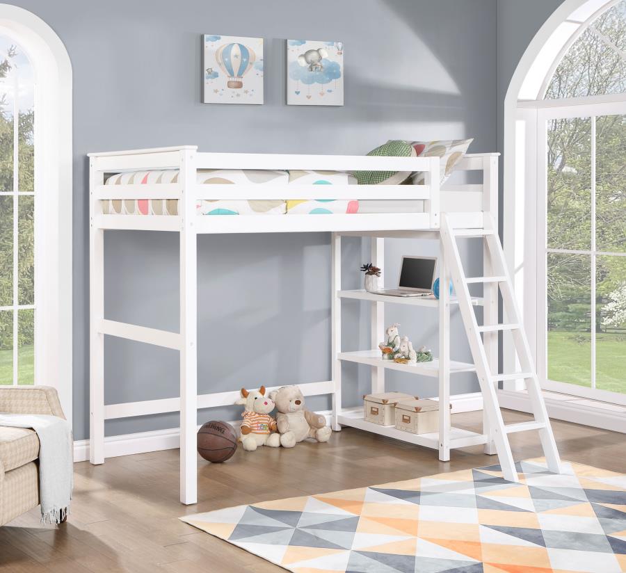 Anica White Twin Loft Bed - furniture place usa