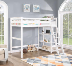 Anica White Twin Loft Bed - furniture place usa